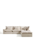 Anarela 6-Sitzer modulares Ecksofa mit abnehmbarem Bezug aus Leinen und Viskose