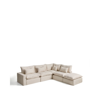 Anarela 6-Sitzer modulares Ecksofa mit abnehmbarem Bezug aus Leinen und Viskose