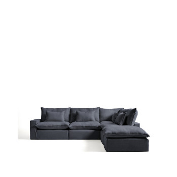 Anarela 6-Sitzer modulares Ecksofa mit abnehmbarem Bezug aus Leinen und Viskose