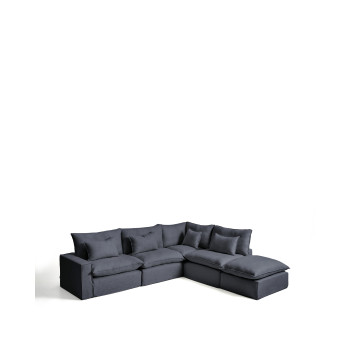 Anarela 6-Sitzer modulares Ecksofa mit abnehmbarem Bezug aus Leinen und Viskose