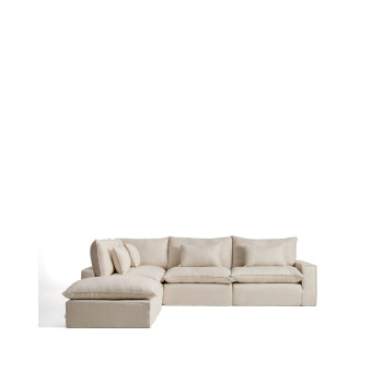 Anarela 6-Sitzer modulares Ecksofa mit abnehmbarem Bezug aus Leinen und Viskose