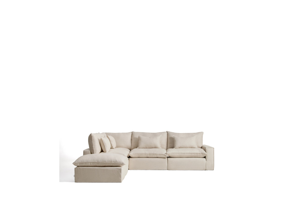Anarela 6-Sitzer modulares Ecksofa mit abnehmbarem Bezug aus Leinen und Viskose