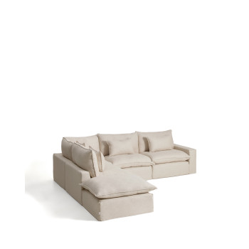 Anarela 6-Sitzer modulares Ecksofa mit abnehmbarem Bezug aus Leinen und Viskose