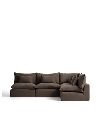 Anarela 6-Sitzer-Modul-Ecksofa mit abnehmbarem Leinenbezug