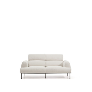 Aurum 2-Sitzer-Sofa aus ecrufarbenem Chenille mit verstellbarem Kopfteil und mattgrauem Metallgestell 214 cm FSC Mix Credit
