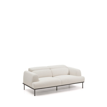 Aurum 2-Sitzer-Sofa aus ecrufarbenem Chenille mit verstellbarem Kopfteil und mattgrauem Metallgestell 214 cm FSC Mix Credit
