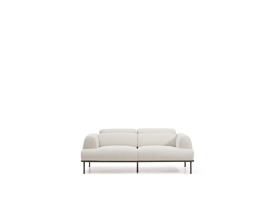 Aurum 2-Sitzer-Sofa aus ecrufarbenem Chenille mit verstellbarem Kopfteil und mattgrauem Metallgestell 214 cm FSC Mix Credit