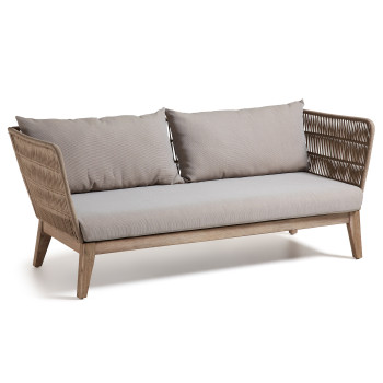 Belleny 3-Sitzer-Sofa aus beigem Seil und massivem Akazienholz, 176 cm, FSC 100 %