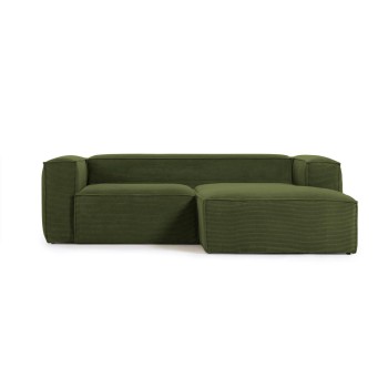 Blok 2-Sitzer-Sofa mit rechter Chaiselongue aus dickem Cord