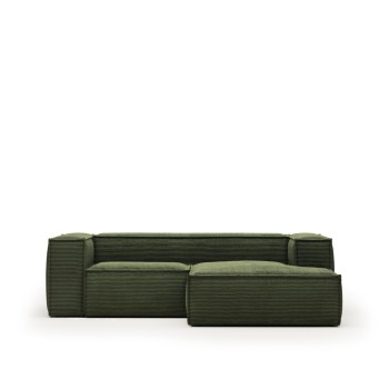Blok 2-Sitzer-Sofa mit rechter Chaiselongue aus dickem Cord