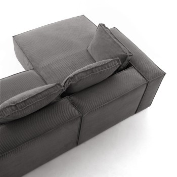 Blok 2-Sitzer-Sofa mit Chaiselongue links aus dickem Cord