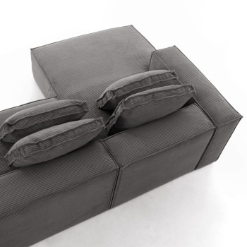 Blok 2-Sitzer-Sofa mit Chaiselongue links aus dickem Cord