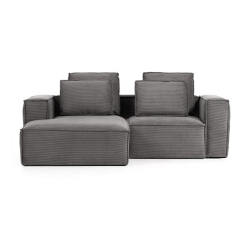 Blok 2-Sitzer-Sofa mit Chaiselongue links aus dickem Cord