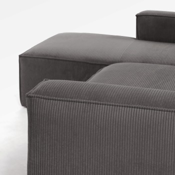 Blok 2-Sitzer-Sofa mit Chaiselongue links aus dickem Cord
