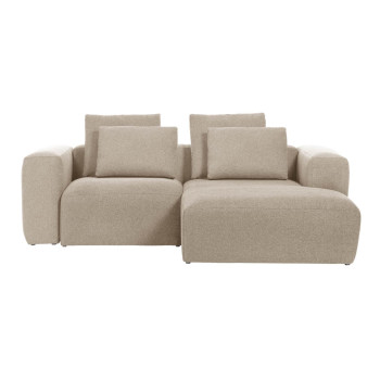 Blok 2-Sitzer-Sofa aus beigem Chenille mit Chaiselongue rechts 240 cm FSC Mix Credit