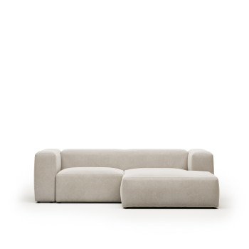 Blok 2-Sitzer-Sofa aus beigem Chenille mit Chaiselongue rechts 240 cm FSC Mix Credit