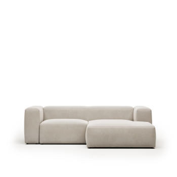 Blok 2-Sitzer-Sofa aus beigem Chenille mit Chaiselongue rechts 240 cm FSC Mix Credit