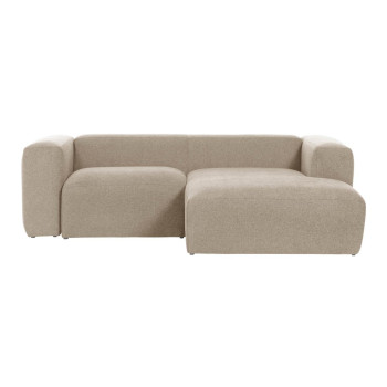 Blok 2-Sitzer-Sofa aus beigem Chenille mit Chaiselongue rechts 240 cm FSC Mix Credit