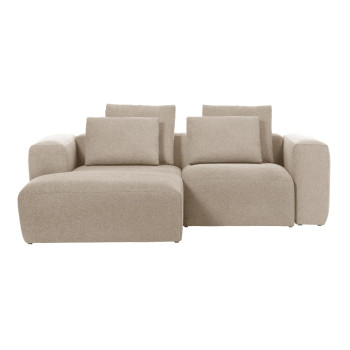 Blok 2-Sitzer-Sofa aus beigem Chenille mit Chaiselongue links 240 cm FSC Mix Credit