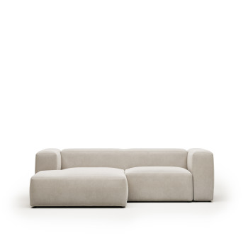 Blok 2-Sitzer-Sofa aus beigem Chenille mit Chaiselongue links 240 cm FSC Mix Credit