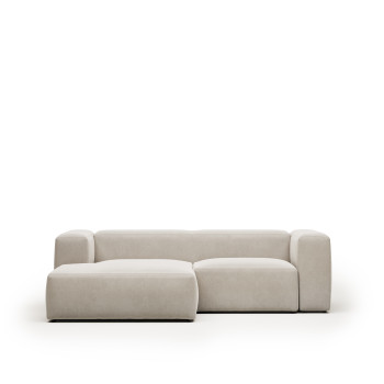 Blok 2-Sitzer-Sofa aus beigem Chenille mit Chaiselongue links 240 cm FSC Mix Credit