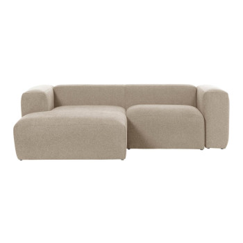 Blok 2-Sitzer-Sofa aus beigem Chenille mit Chaiselongue links 240 cm FSC Mix Credit