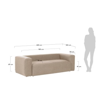 Blok 3-Sitzer-Sofa in Beige, 240 cm