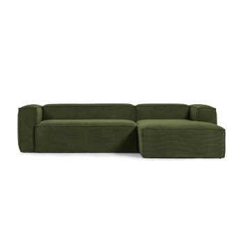 Blok 3-Sitzer-Sofa mit rechter Chaiselongue aus dickem Cord