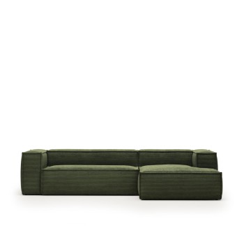 Blok 3-Sitzer-Sofa mit rechter Chaiselongue aus dickem Cord