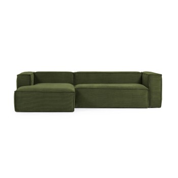 Blok 3-Sitzer-Sofa mit Chaiselongue links aus dickem Cord