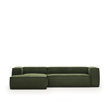 Blok 3-Sitzer-Sofa mit Chaiselongue links aus dickem Cord
