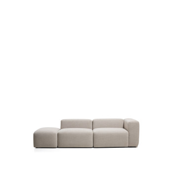 Blok 3-Sitzer-Sofa mit rechter Armlehne und Chenille-Endhocker