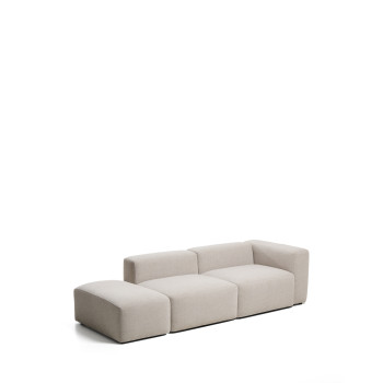 Blok 3-Sitzer-Sofa mit rechter Armlehne und Chenille-Endhocker