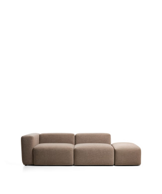 Blok 3-Sitzer-Sofa mit linker Armlehne und Chenille-Endhocker