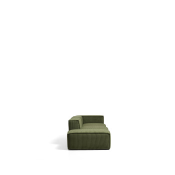 Blok 3-Sitzer-Sofa mit linker Armlehne und passendem Hocker aus dickem, grünem Cord, 270 cm, FSC Mix-zertifiziert