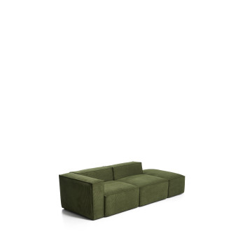 Blok 3-Sitzer-Sofa mit linker Armlehne und passendem Hocker aus dickem, grünem Cord, 270 cm, FSC Mix-zertifiziert
