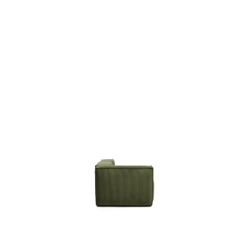 Blok 3-Sitzer-Sofa mit linker Armlehne und passendem Hocker aus dickem, grünem Cord, 270 cm, FSC Mix-zertifiziert