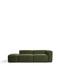Blok 3-Sitzer-Sofa mit linker Armlehne und passendem Hocker aus dickem, grünem Cord, 270 cm, FSC Mix-zertifiziert