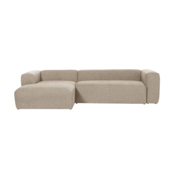 Blok 3-Sitzer-Sofa mit Chaiselongue links, beige, 300 cm