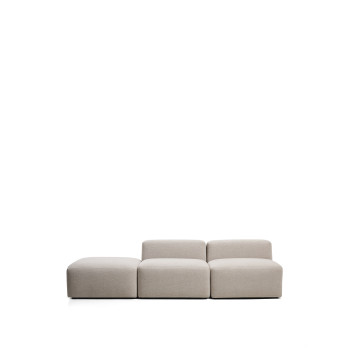 Blok 3-Sitzer-Sofa mit Chenille-Pouf