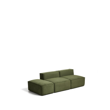 Blok 3-Sitzer-Sofa mit passendem Hocker aus dickem, grünem Cord, 240 cm, FSC Mix-zertifiziert