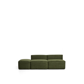 Blok 3-Sitzer-Sofa mit passendem Hocker aus dickem, grünem Cord, 240 cm, FSC Mix-zertifiziert
