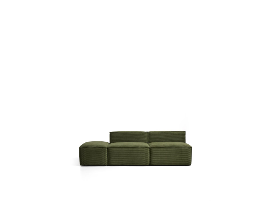Blok 3-Sitzer-Sofa mit passendem Hocker aus dickem, grünem Cord, 240 cm, FSC Mix-zertifiziert