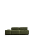 Blok 3-Sitzer-Sofa mit passendem Hocker aus dickem, grünem Cord, 240 cm, FSC Mix-zertifiziert
