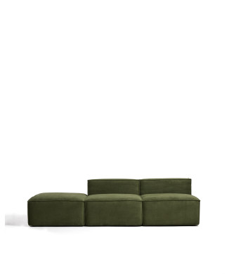 Blok 3-Sitzer-Sofa mit passendem Hocker aus dickem, grünem Cord, 270 cm, FSC Mix-zertifiziert