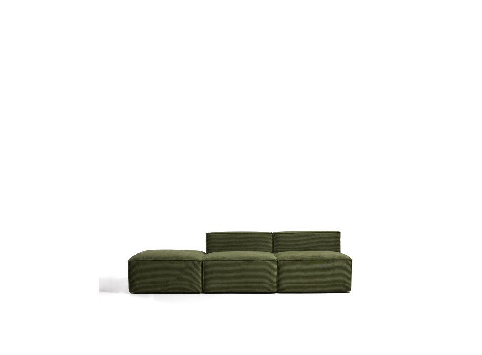 Blok 3-Sitzer-Sofa mit passendem Hocker aus dickem, grünem Cord, 270 cm, FSC Mix-zertifiziert