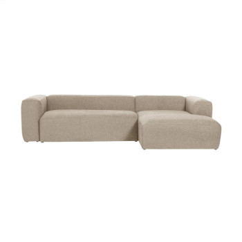 Blok 3-Sitzer-Sofa aus beigem Chenille mit Chaiselongue rechts 300 cm FSC Mix Credit