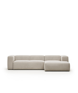 Blok 3-Sitzer-Sofa aus beigem Chenille mit Chaiselongue rechts 300 cm FSC Mix Credit