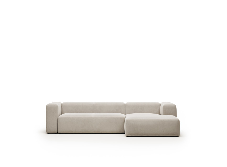Blok 3-Sitzer-Sofa aus beigem Chenille mit Chaiselongue rechts 300 cm FSC Mix Credit