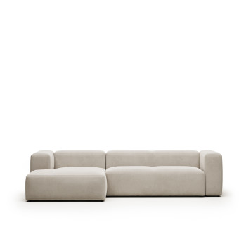 Blok 3-Sitzer-Sofa aus beigem Chenille mit Chaiselongue links 300 cm FSC Mix Credit